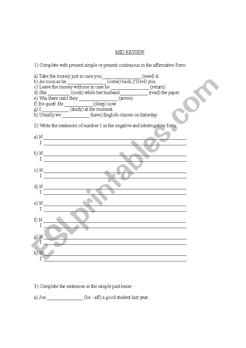 MID REVIEW worksheet