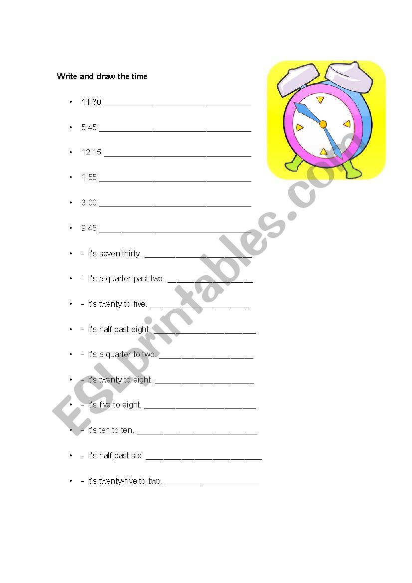 The time worksheet