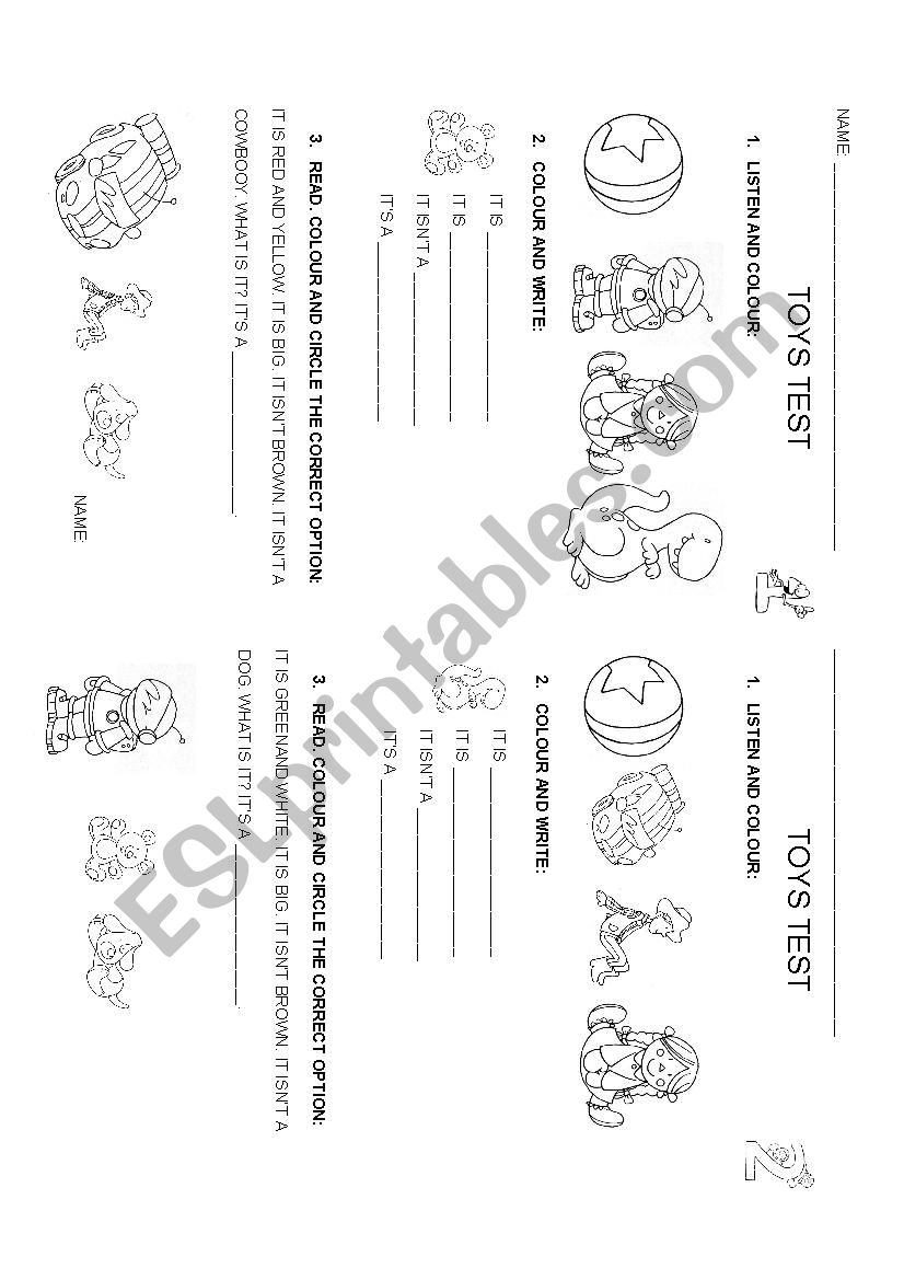 TOYS TEST worksheet