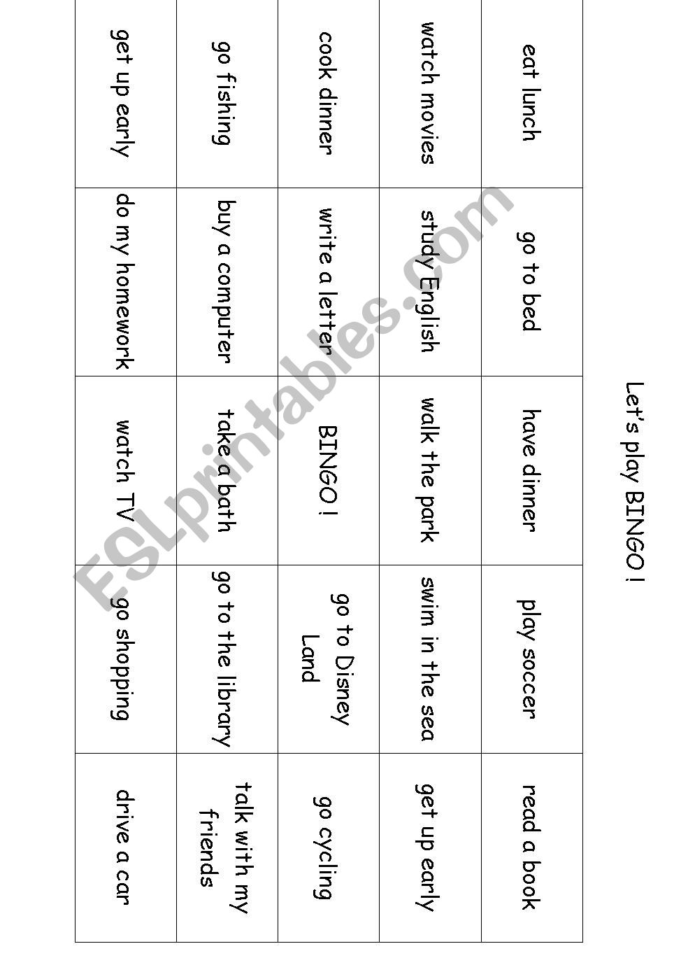 verb BINGO! worksheet