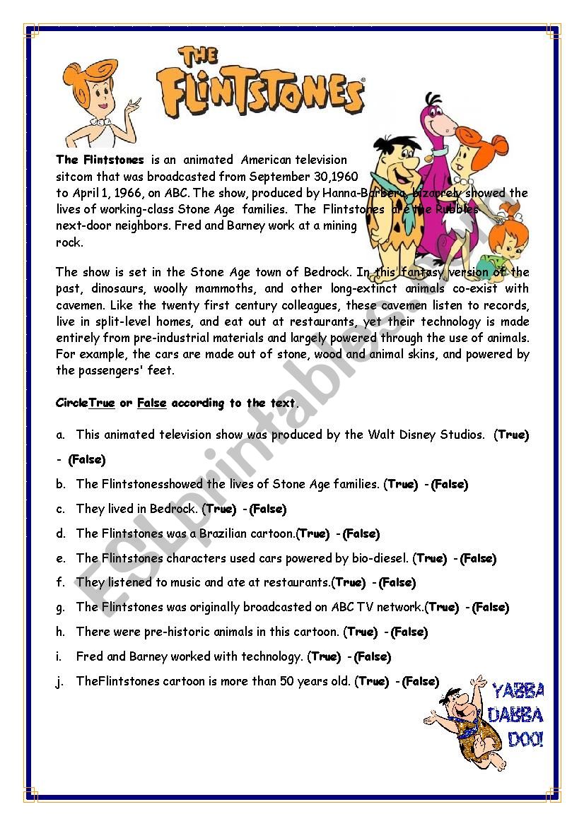 The Fintstones worksheet