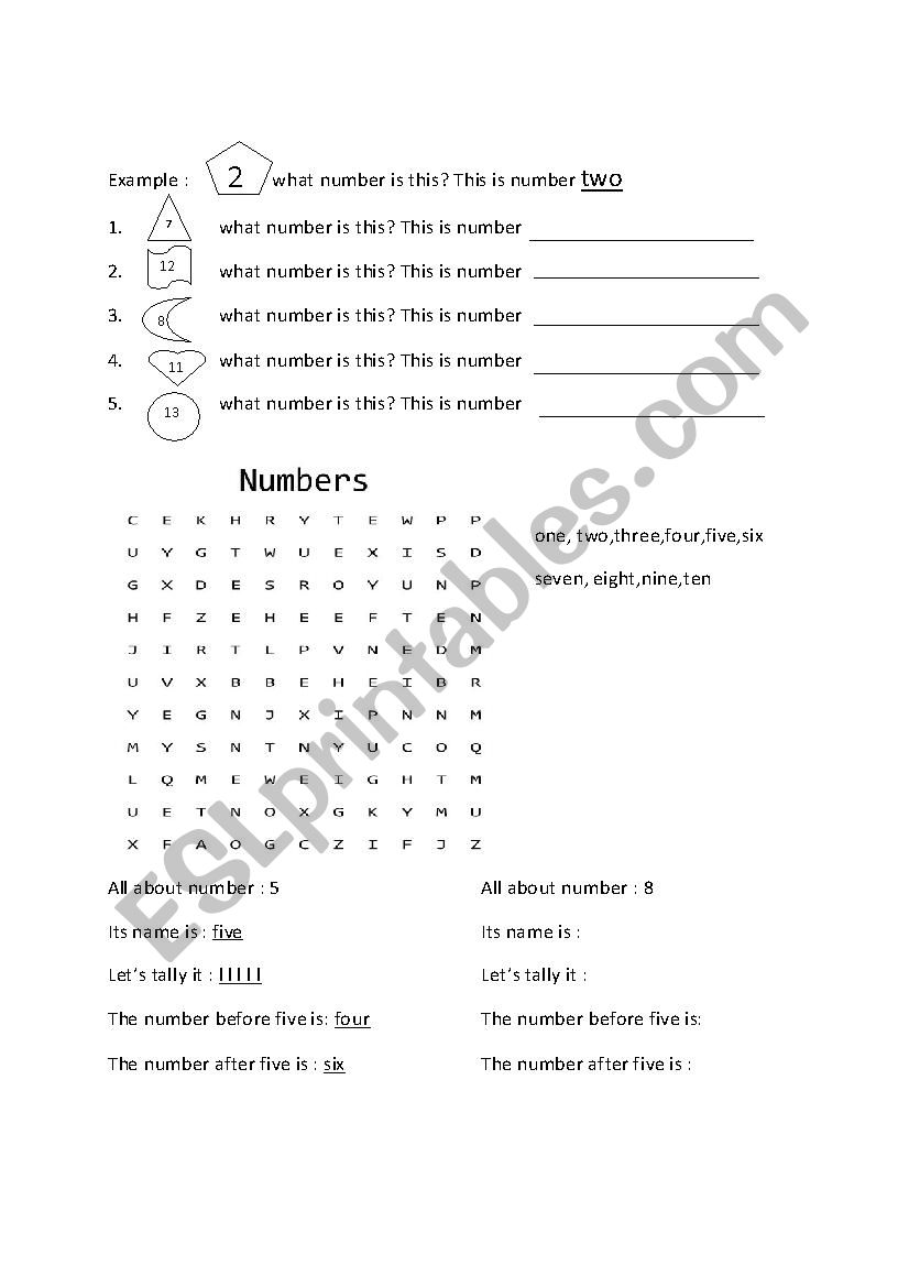 number  worksheet