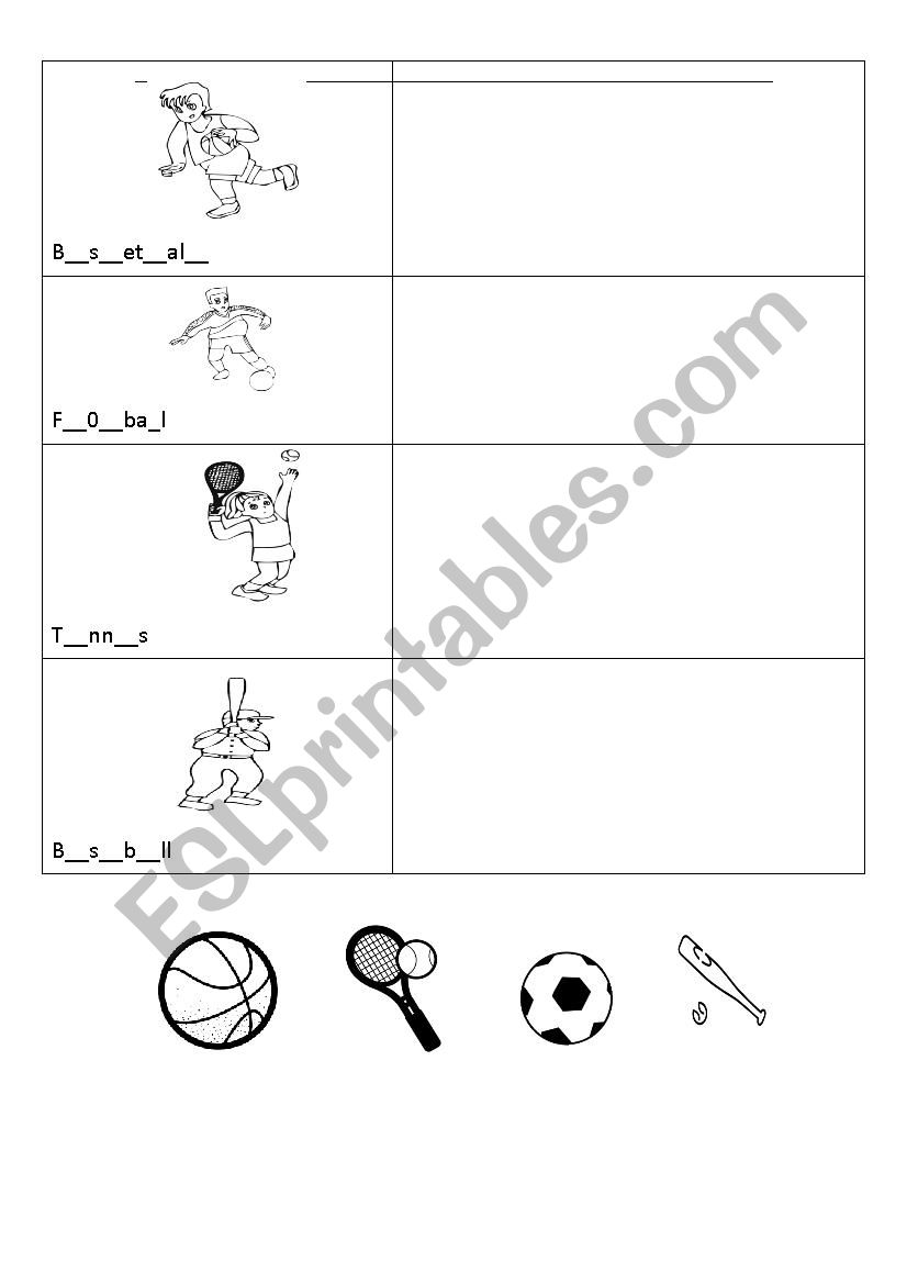 sports cut and paste worksheet