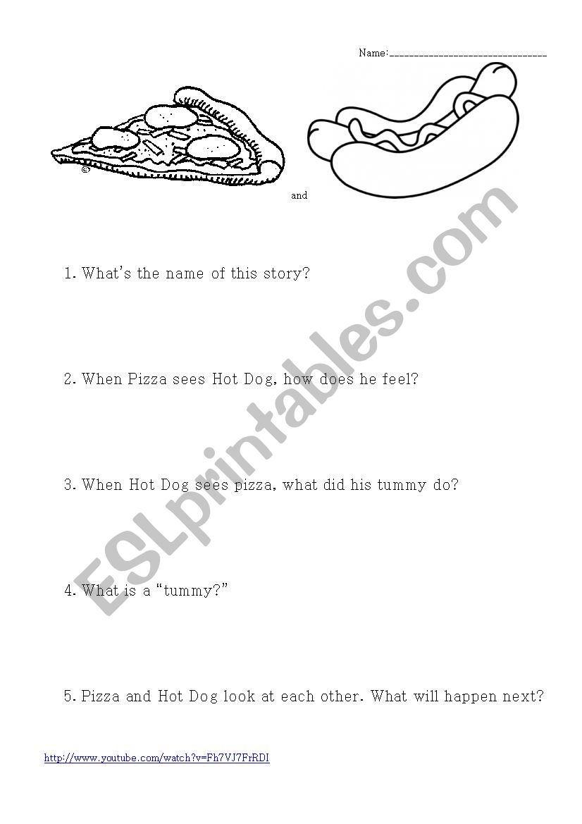 Pizza Meets Hot Dog worksheet