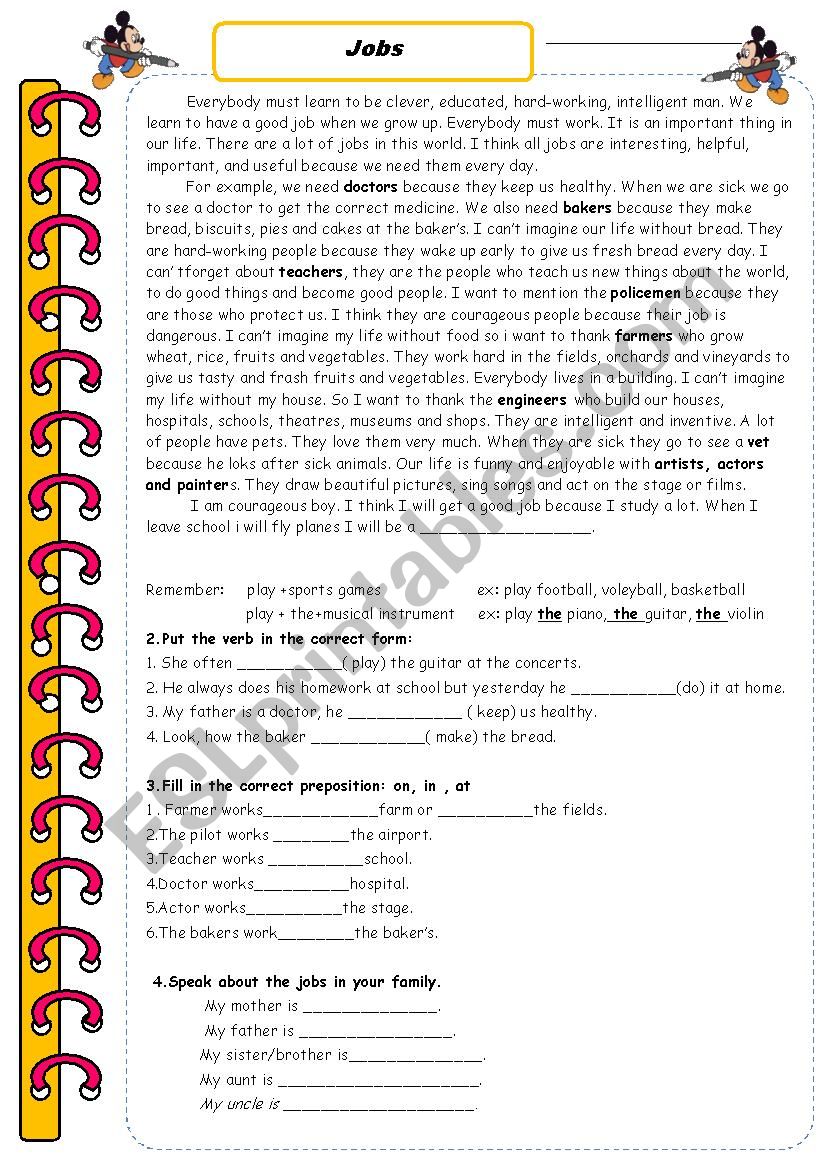 JOBS worksheet