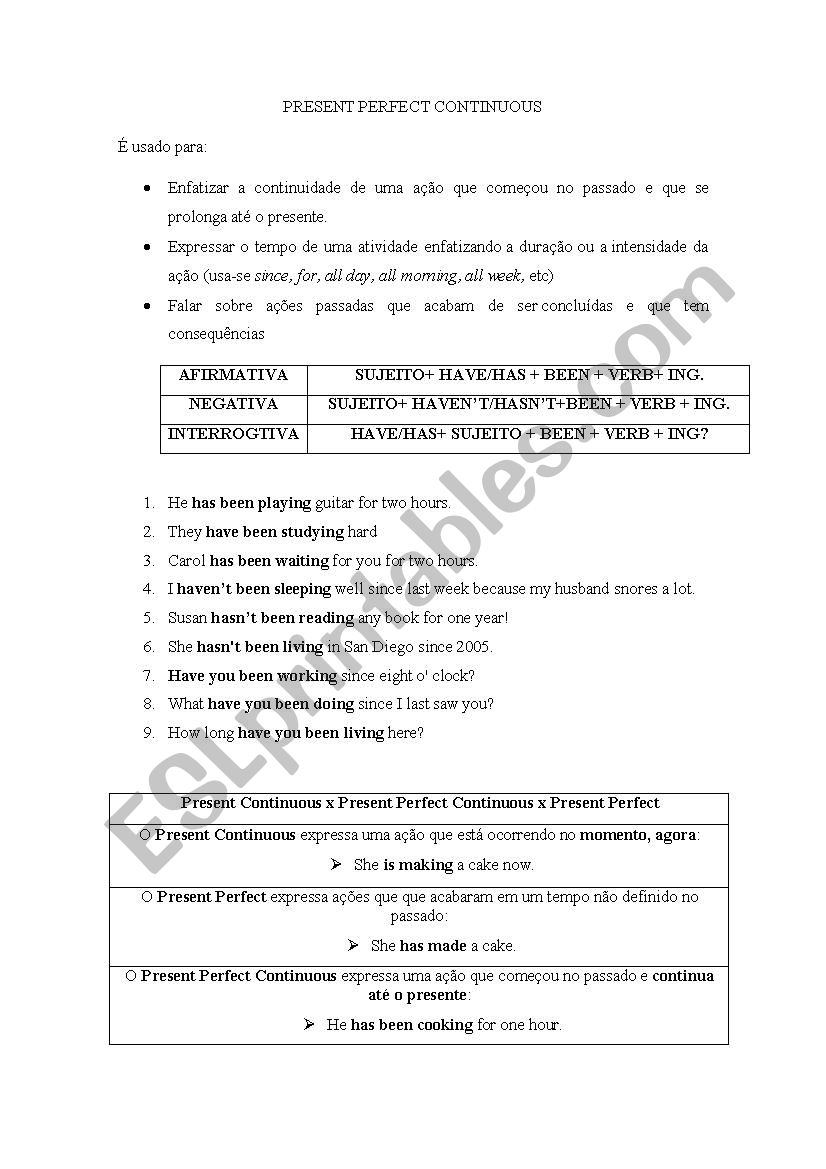 Present Perfect worksheet