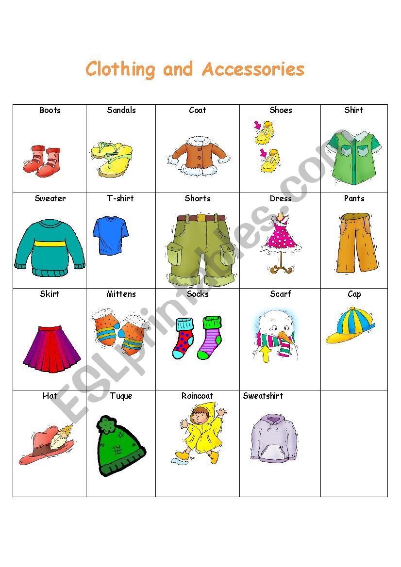 Clothes worksheet