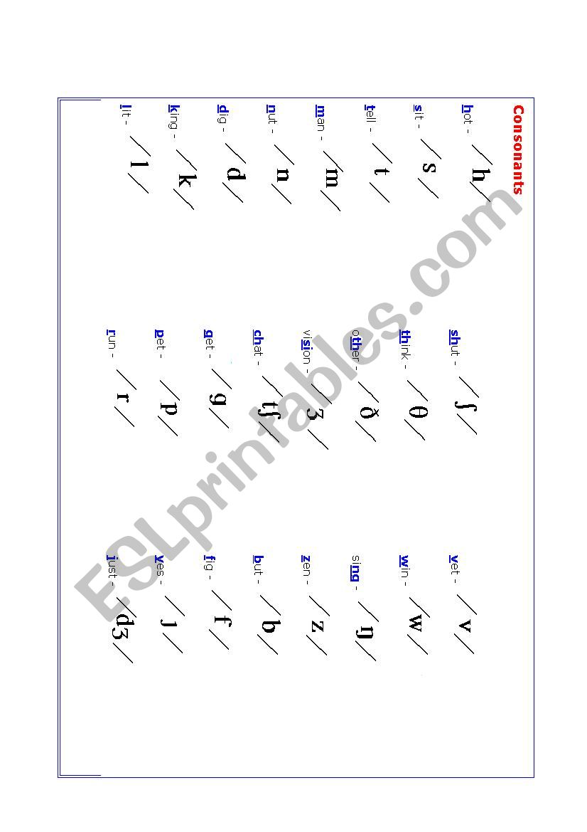 consonants and vowels worksheet