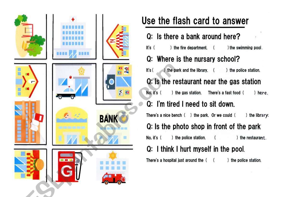 preposition flash card 3 worksheet