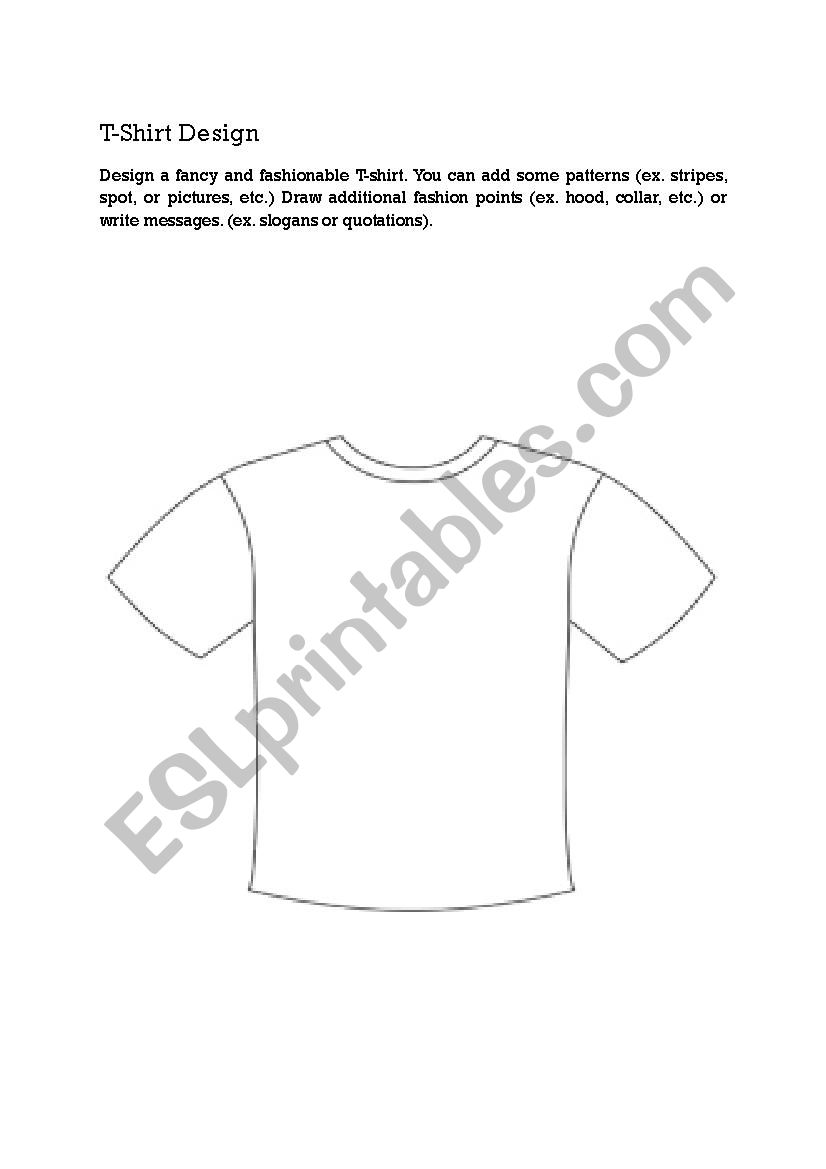 design your T-shirt worksheet