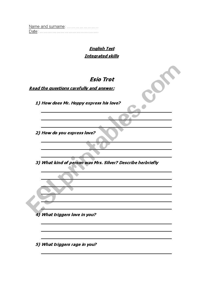 Integrated Skills Test worksheet