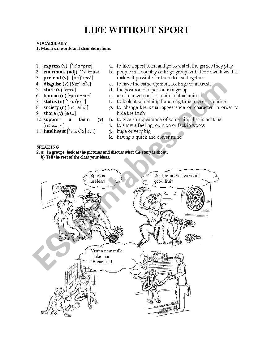 Life without sport worksheet