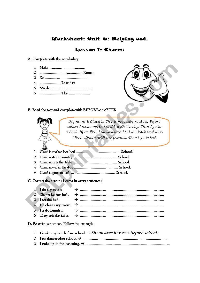 Chores worksheet