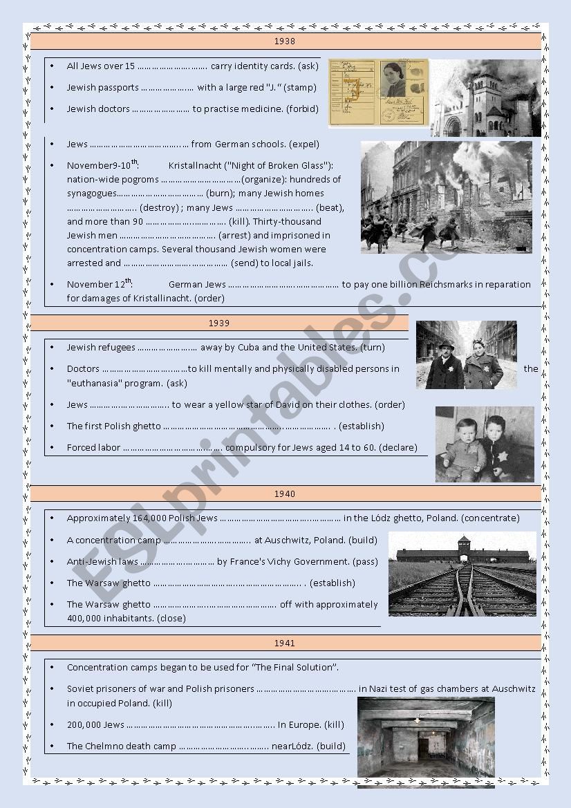 THE HOLOCAUST - TIMELINE - 2 worksheet