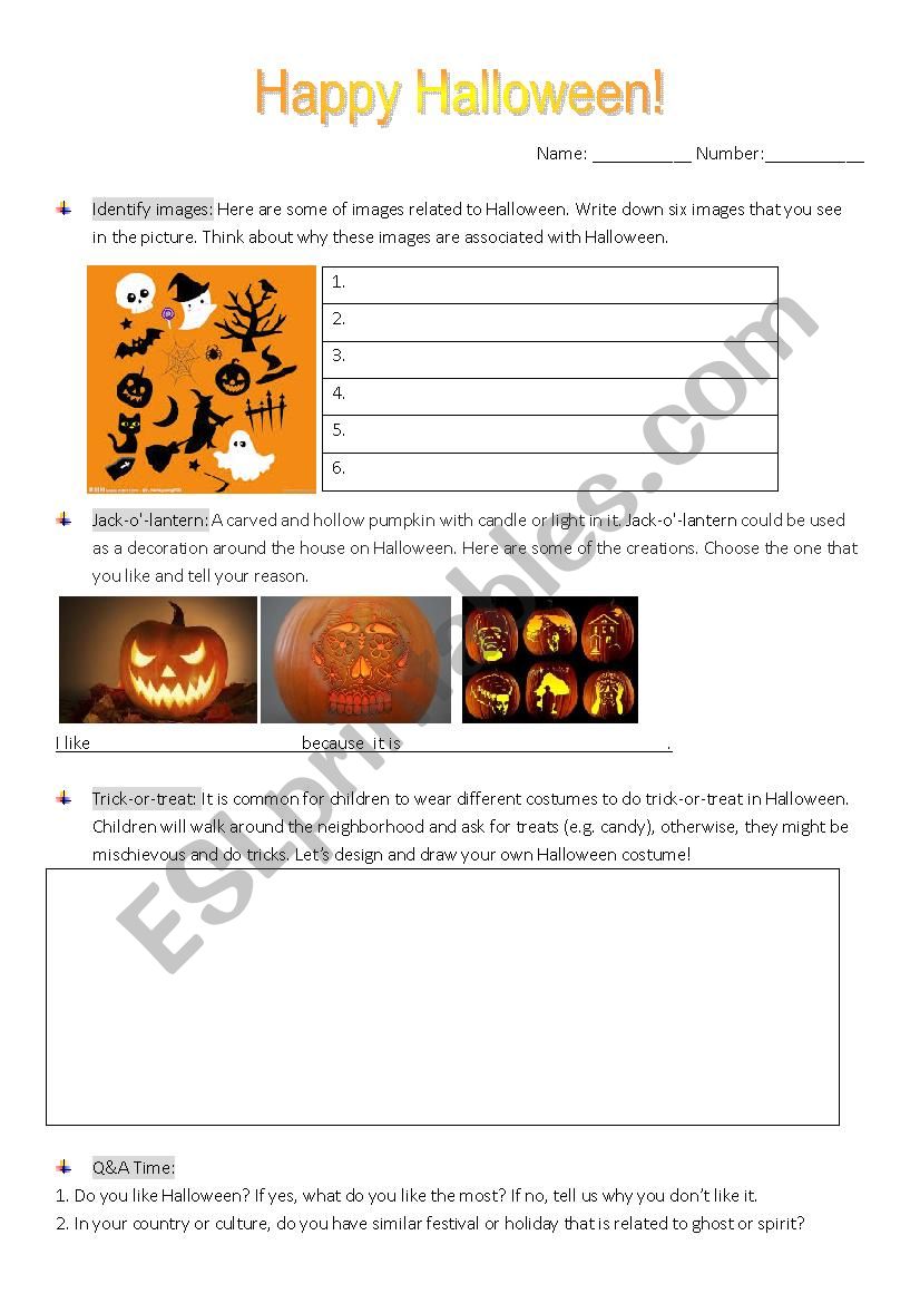 Halloween worksheet