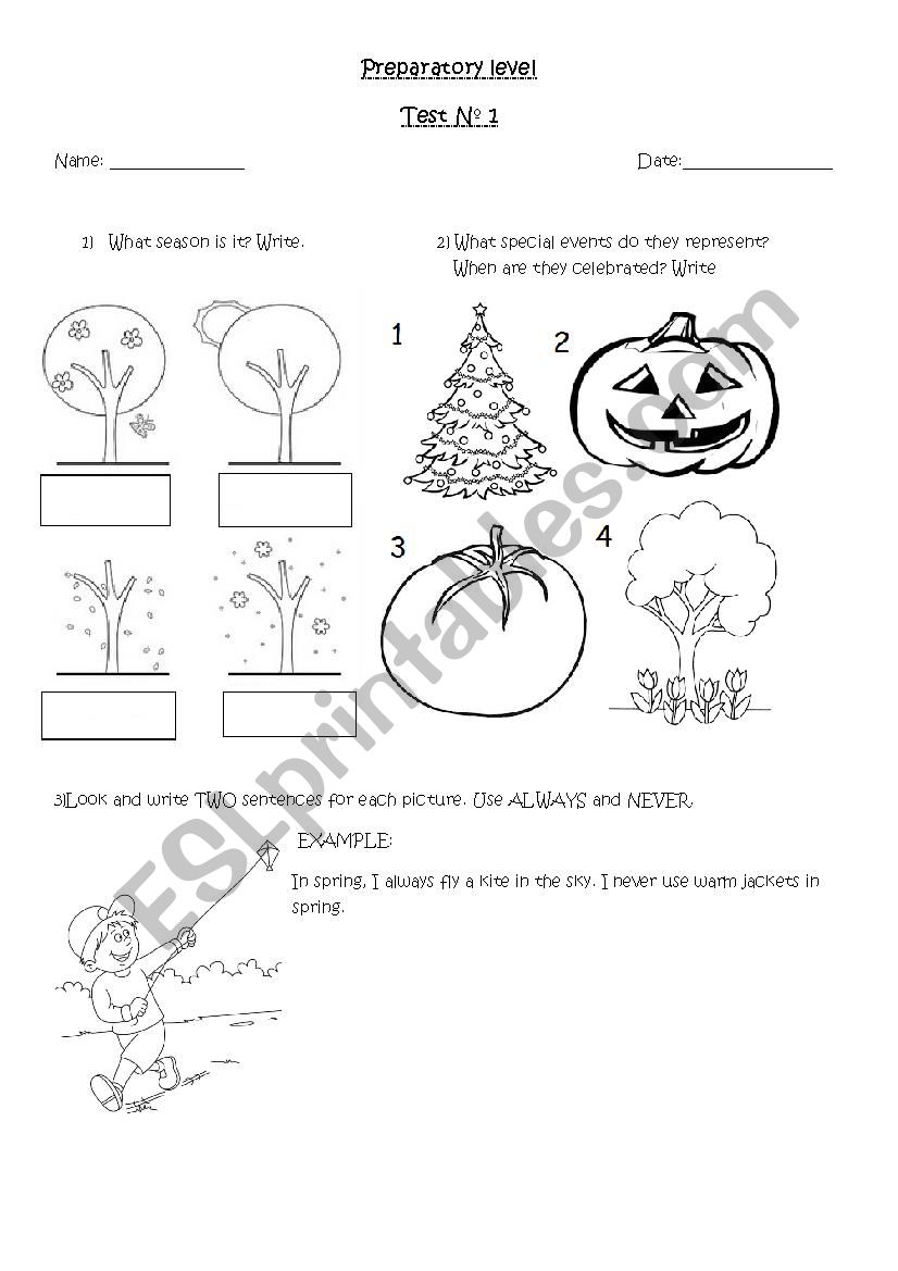 testing months of the year and seasons