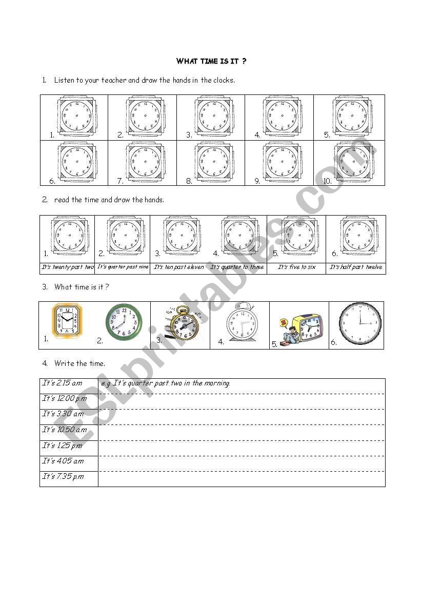 What time is it ? worksheet