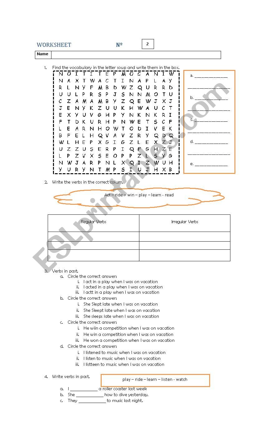 Past Simple worksheet