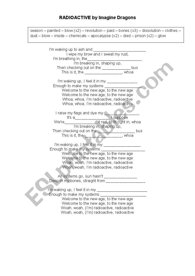 Radioactive worksheet