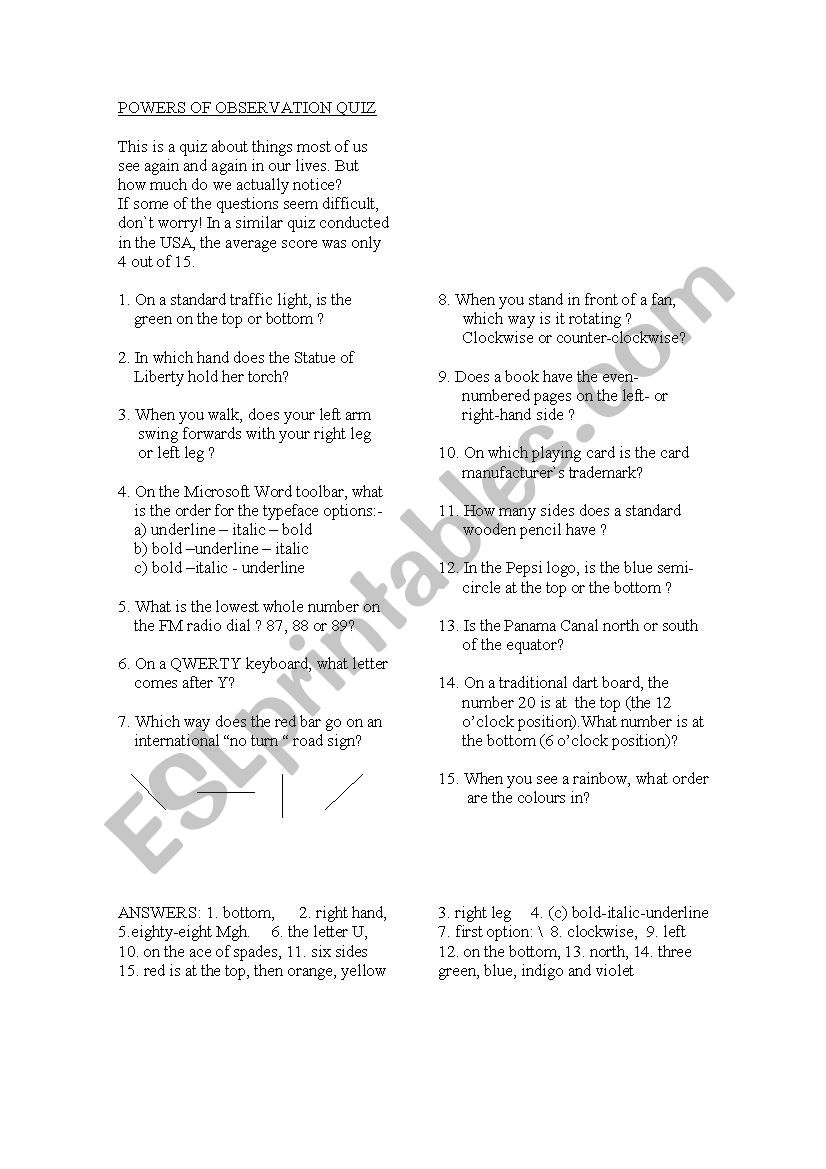 Powers of Observation Quiz worksheet