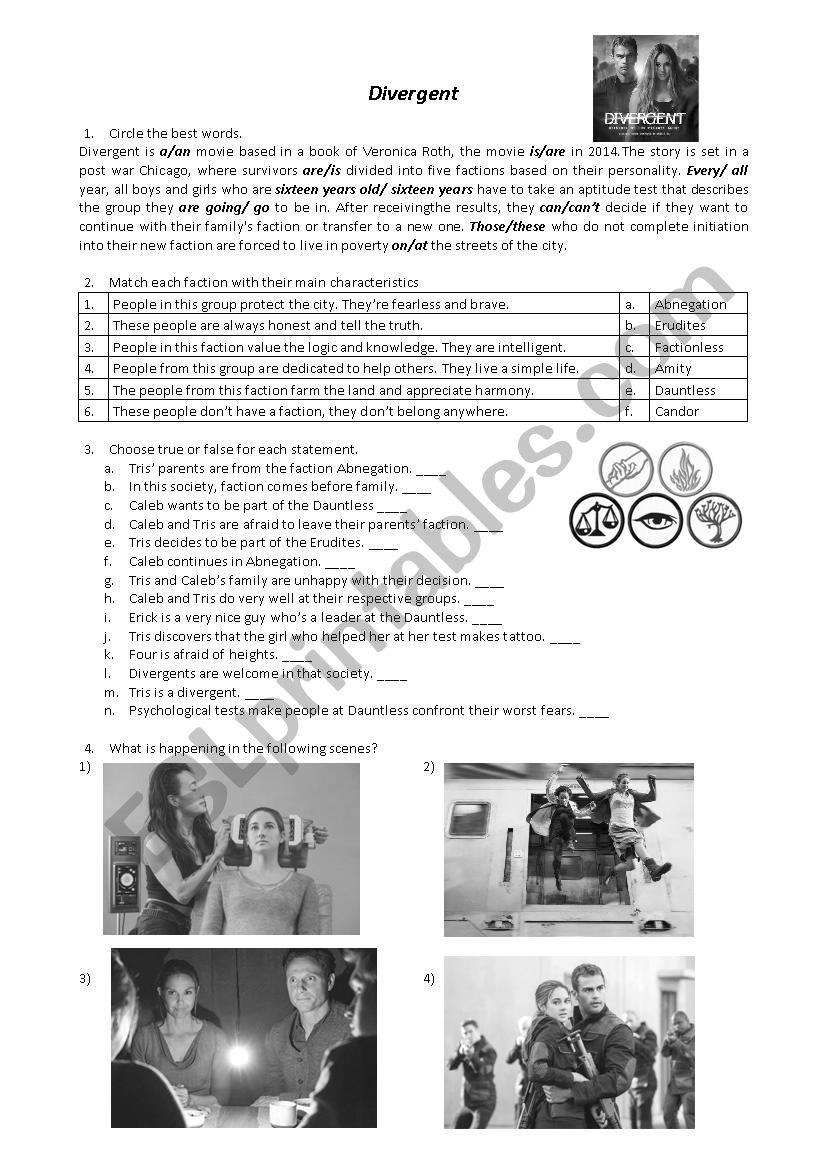 Divergent worksheet