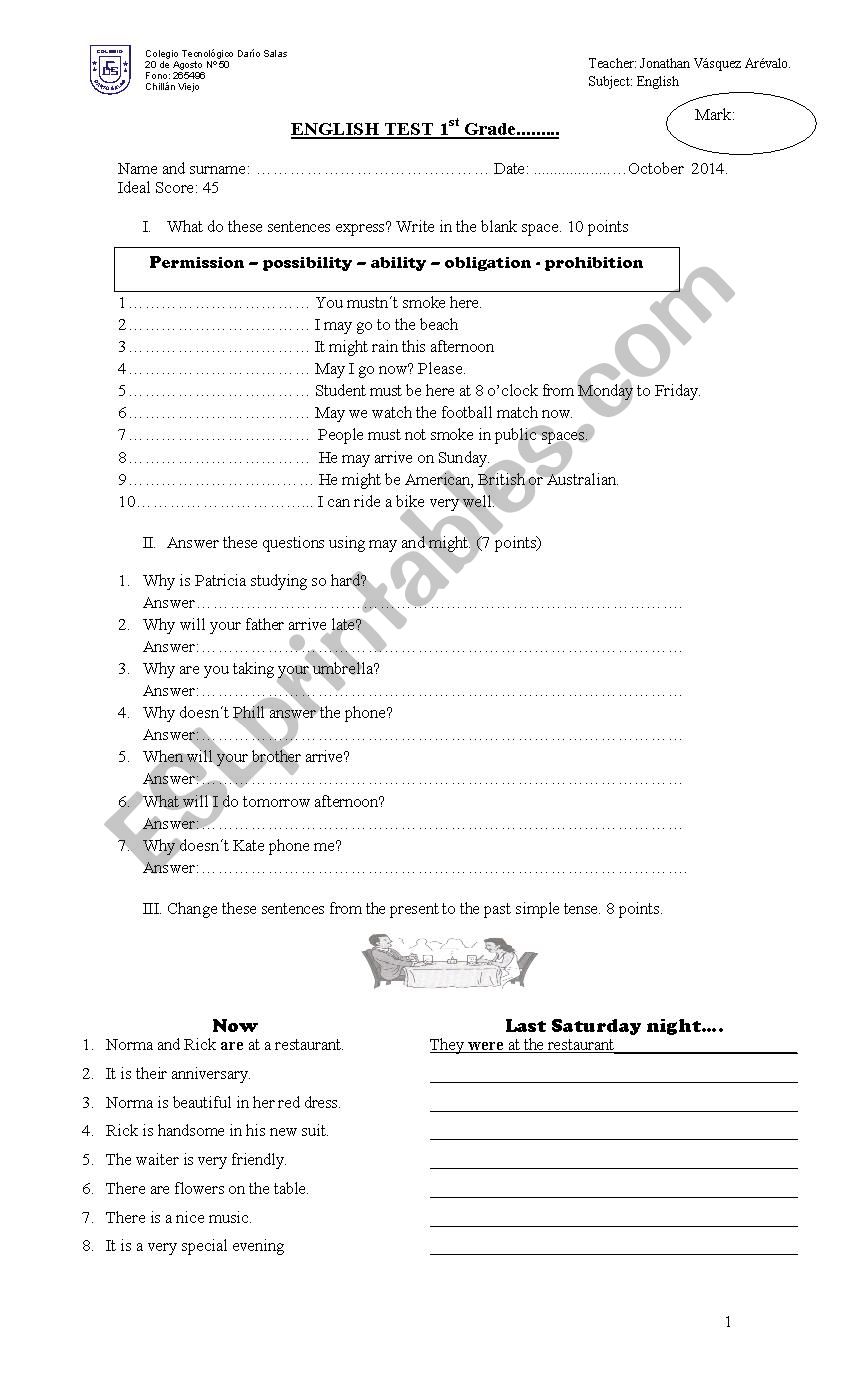 english test modal verbs esl worksheet by juanitha0565