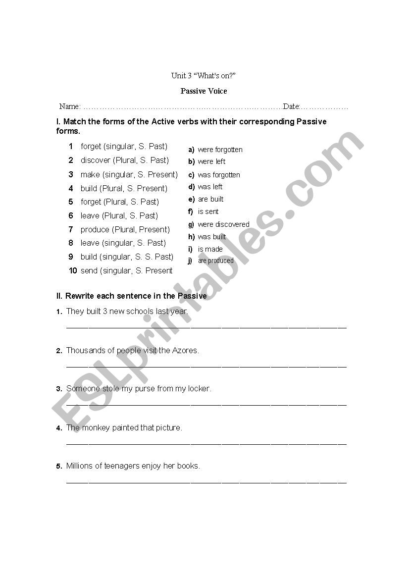 passive voice simple exercises in present and past.