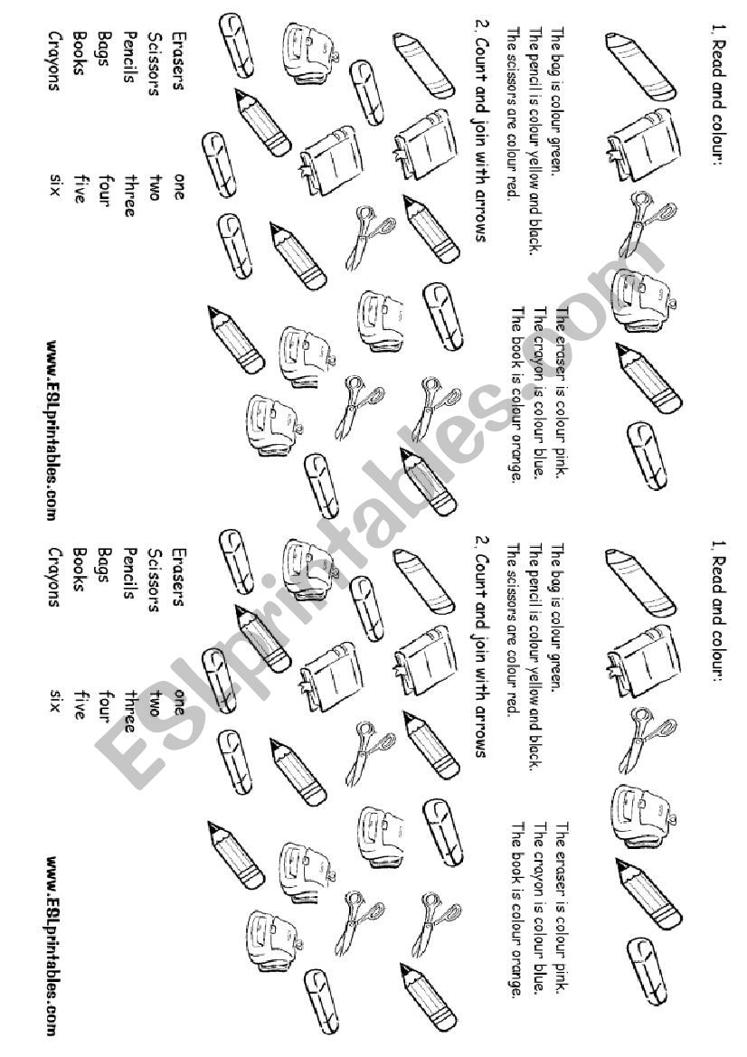 School Objects  worksheet