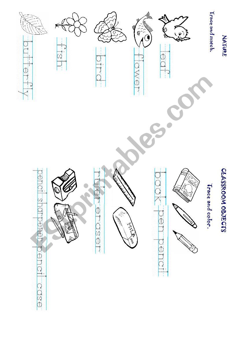 NATURE & CLASSROOM OBJECTS worksheet