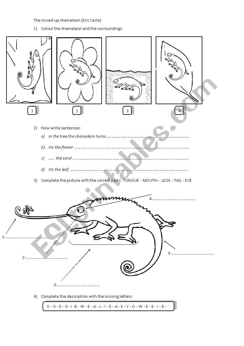 The Mixed Up Chameleon worksheet