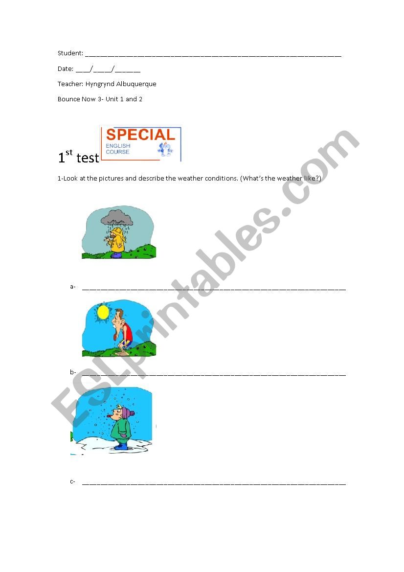 exam worksheet