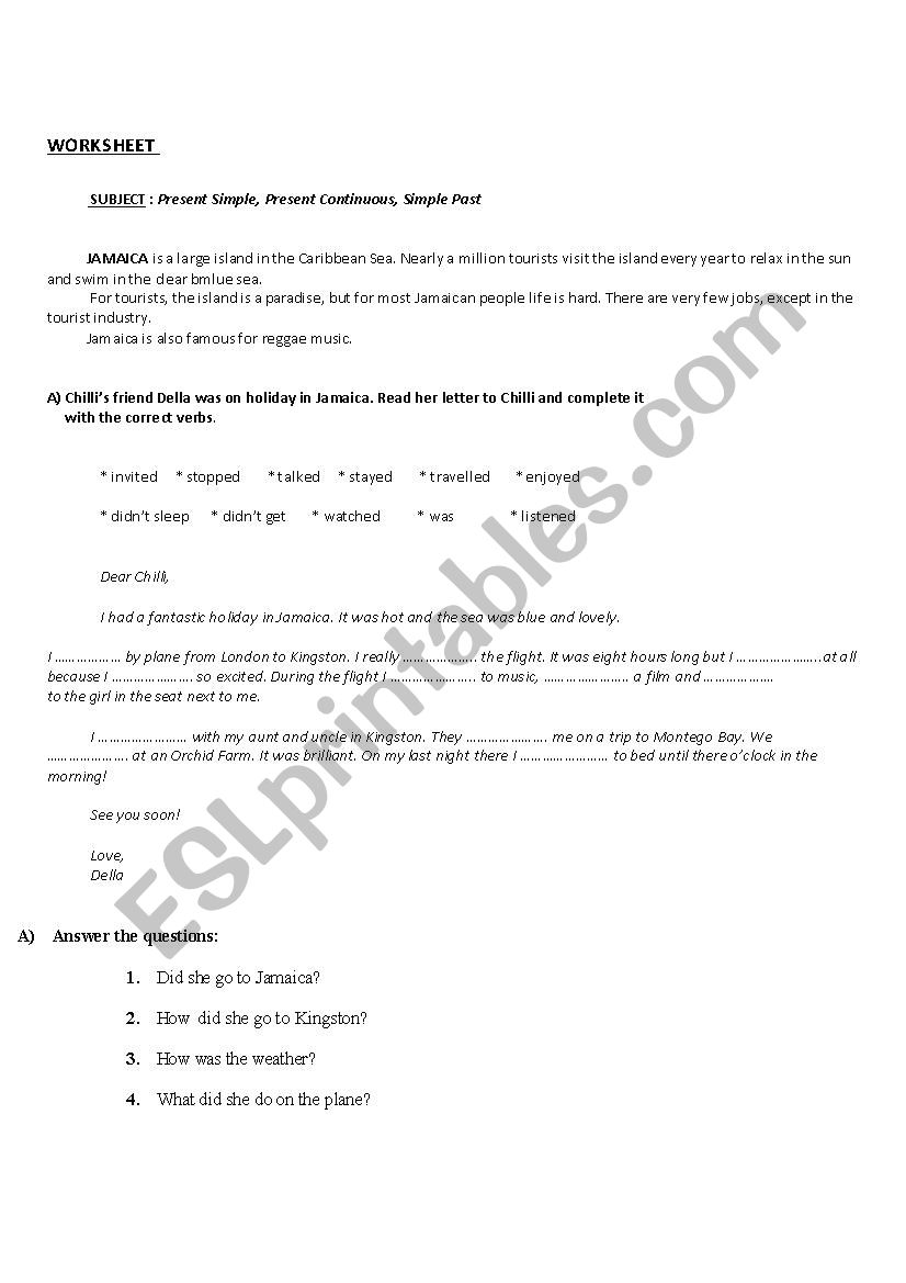 tenses worksheet