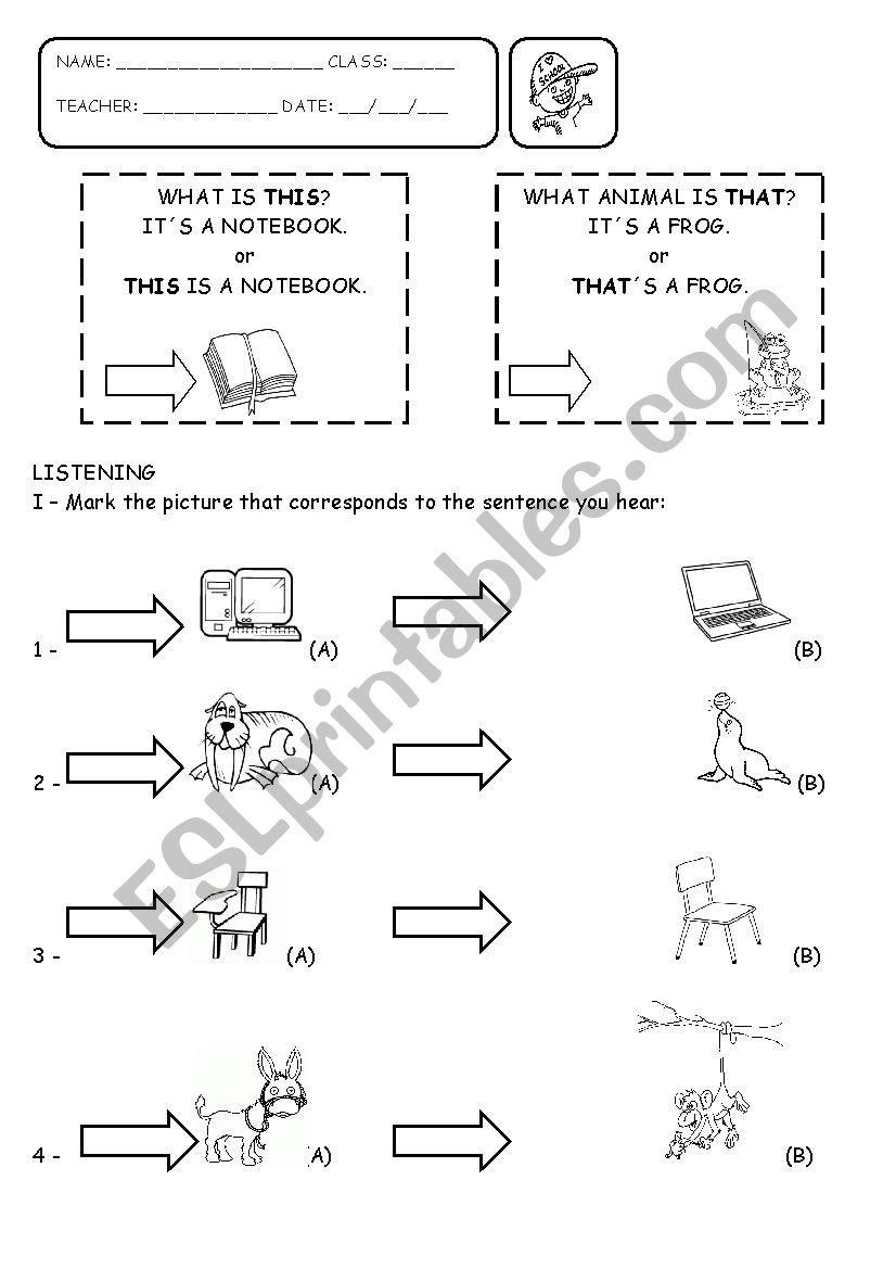 THIS - THAT and TO BE worksheet