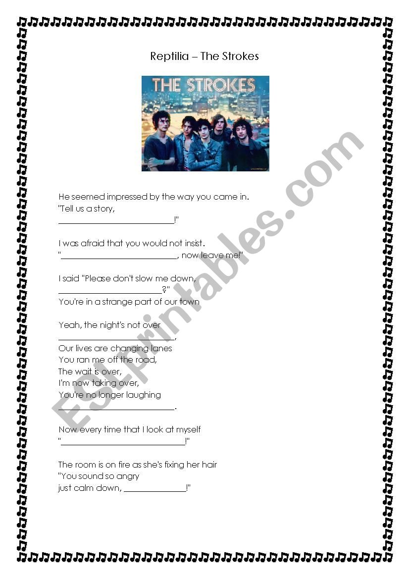 Reptilia - The Strokes worksheet