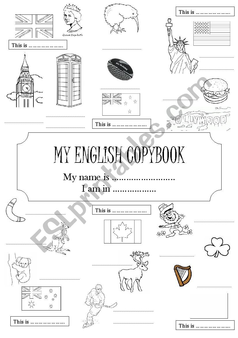 Copybook first page worksheet