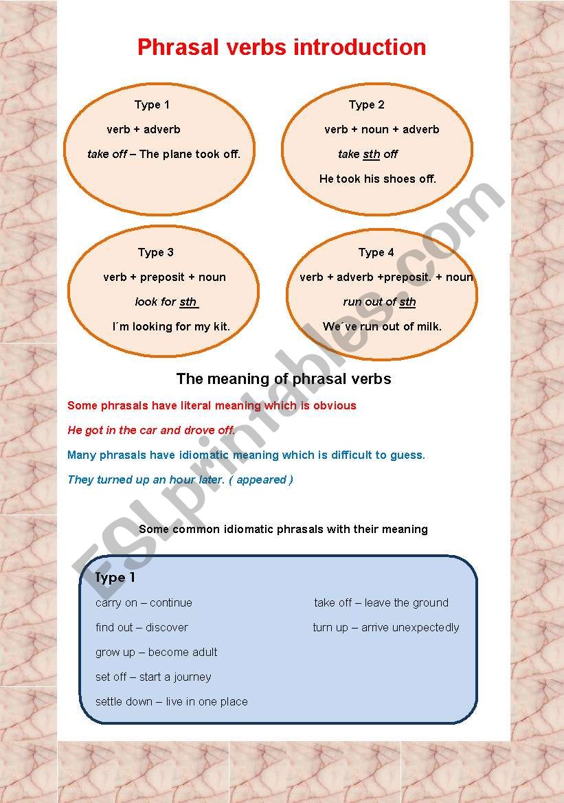 Phrasal verbs introduction worksheet