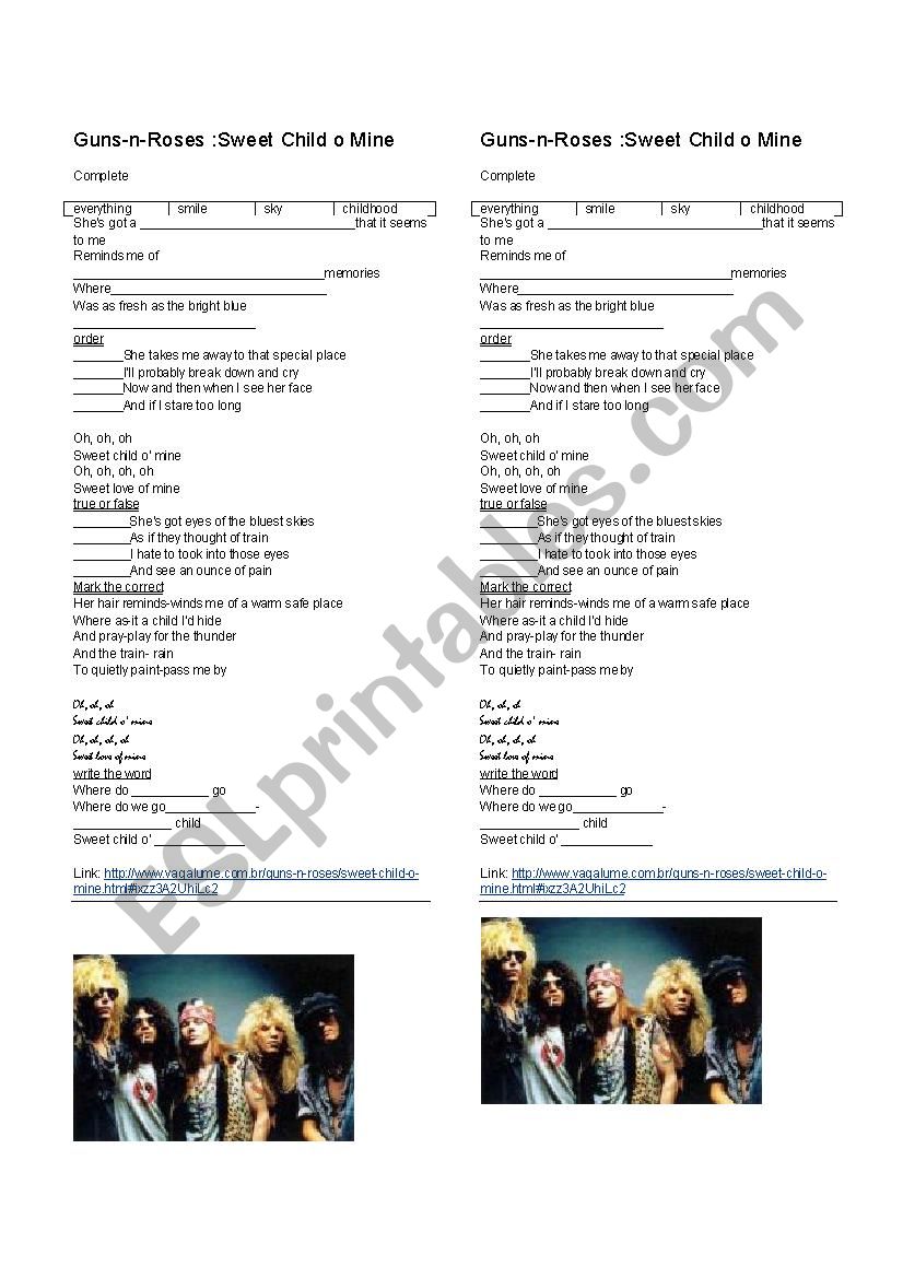 Song : Sweet Child OÂ´ Mine : Guns NÂ´ Roses 