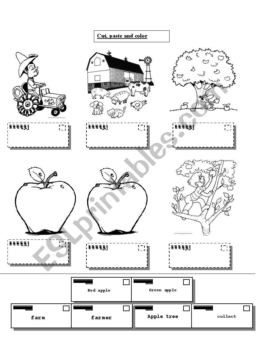 cut and paste farm worksheet