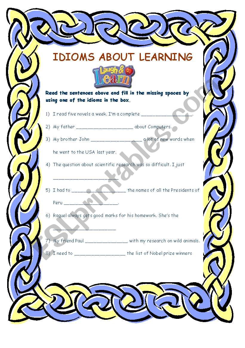 idioms about learning worksheet