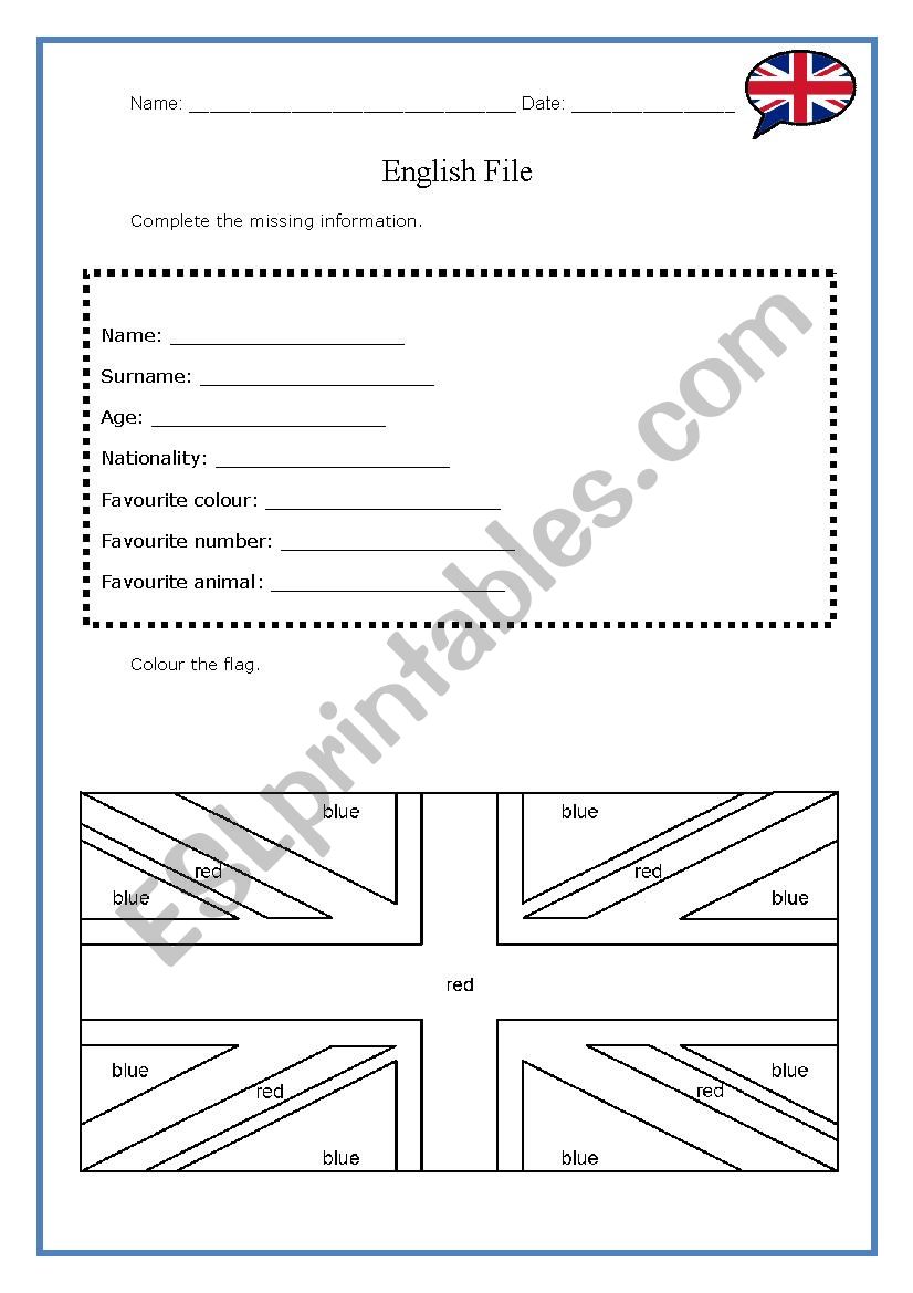 English File worksheet