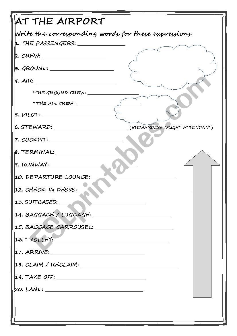 At the airport worksheet