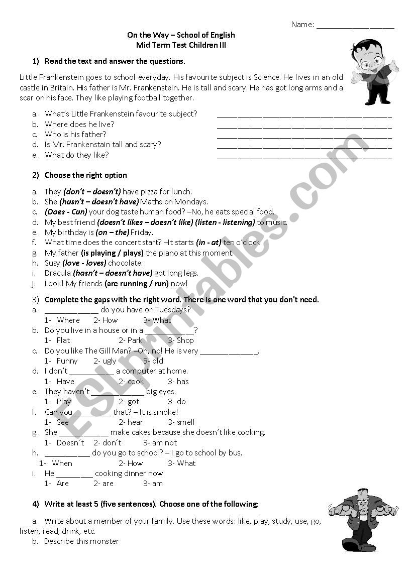 Happy Earth 1 mid term worksheet