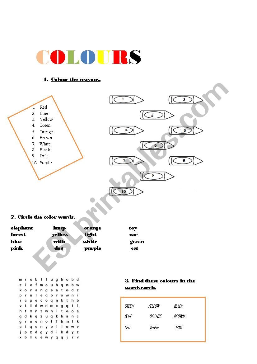 colours! worksheet