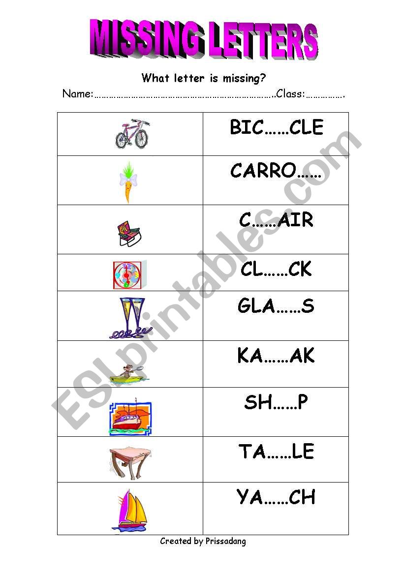 Missing Letters.. worksheet