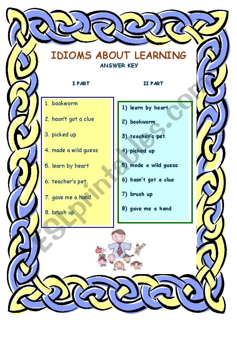 idioms about learning- answer key