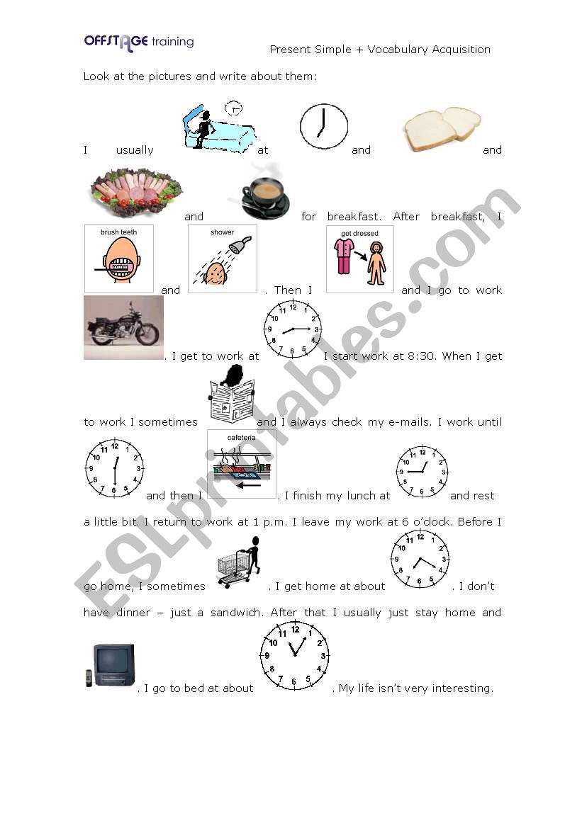 Present Simple Routine worksheet