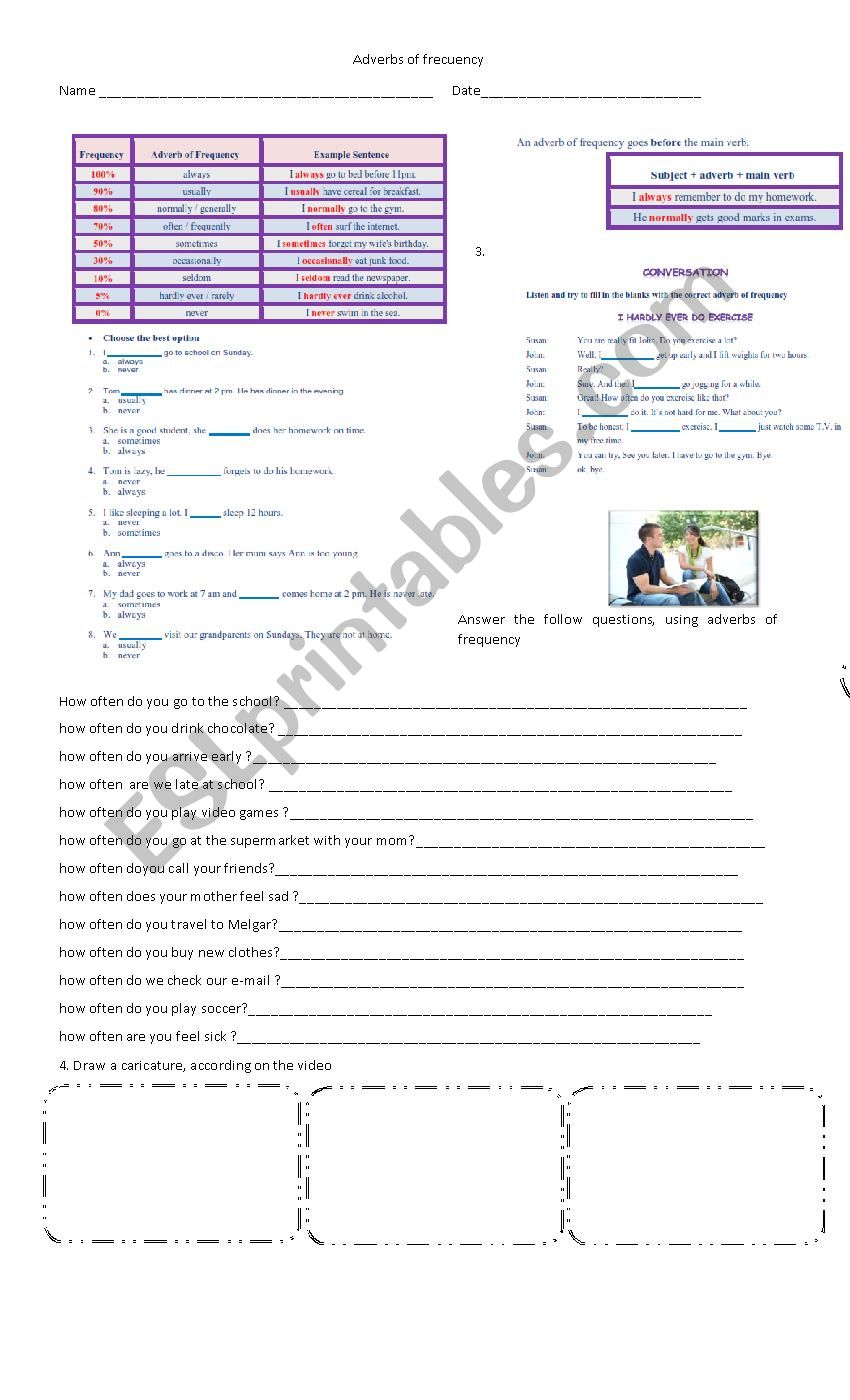 FREQUENCY ADVERBS worksheet