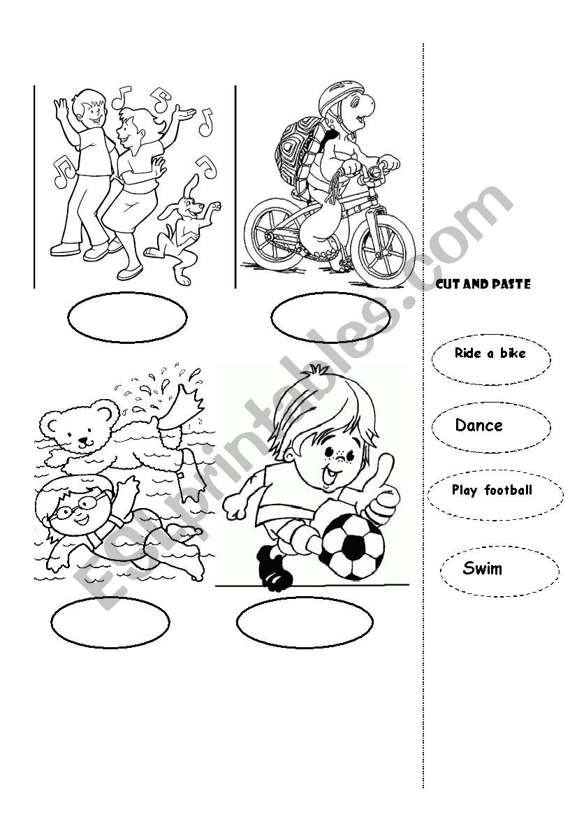 cut and paste action verbs worksheet