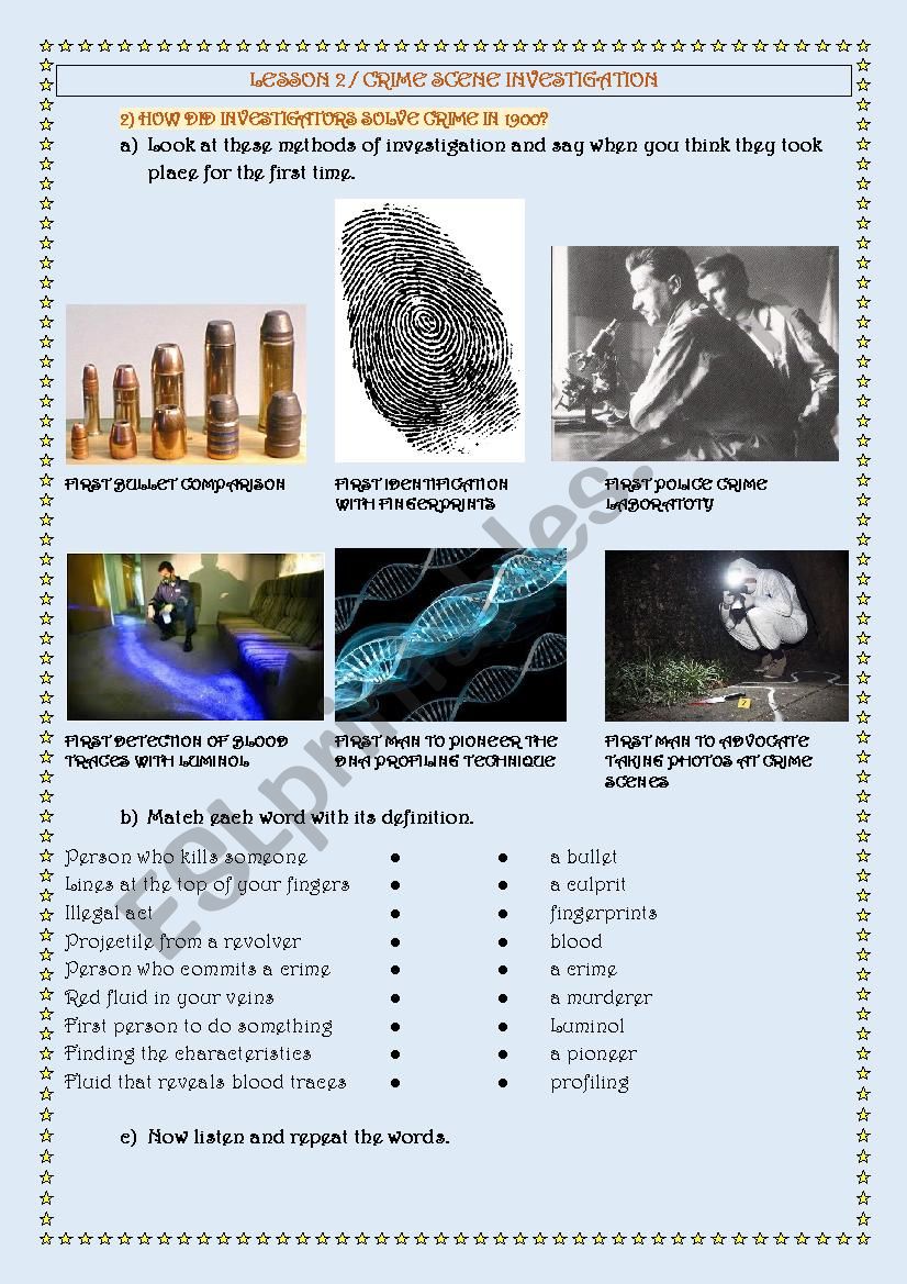 CRIME SCENE INVESTIGATION - Methods of investigation