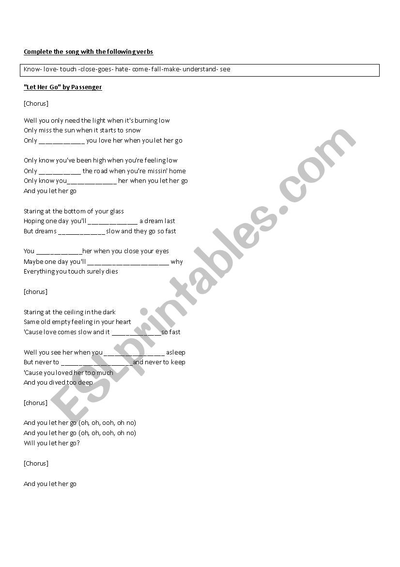 Listening- Verbs worksheet